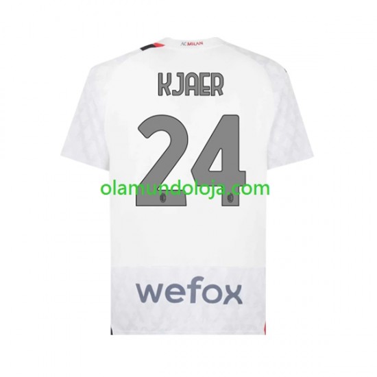 Camisola AC Milan Simon Kjaer 24 Homem Equipamento Segundo 2023-2024 Manga Curta